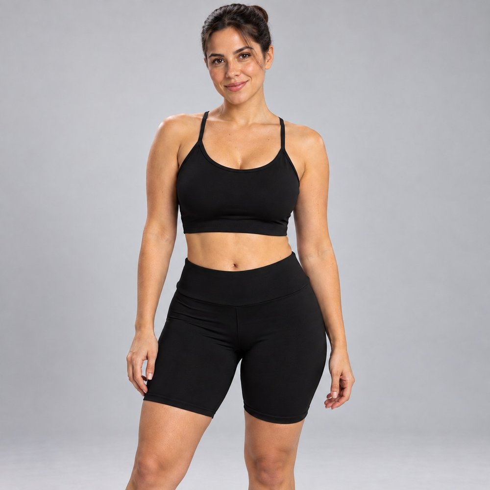 Shorts Fitness Feminino Ciclista Cintura Alta Zero Transpar�ncia Suplex 3101C